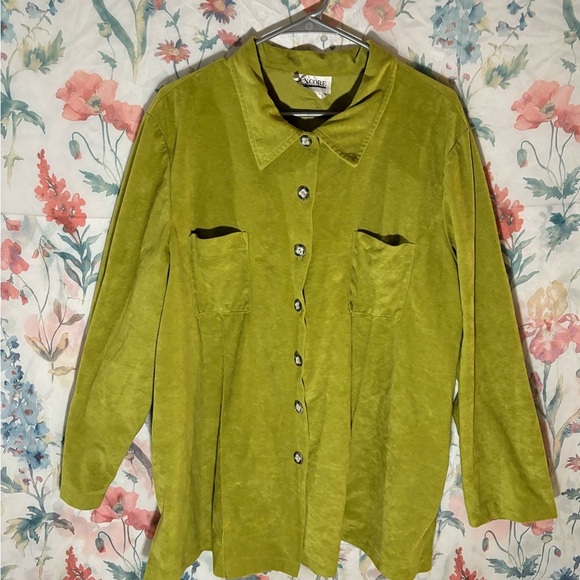 Vintage Encore Jeans Olive Button Down Shirt - Picture 1 of 10